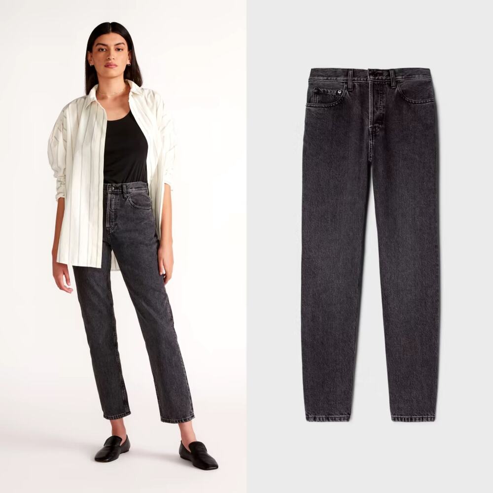 Everlane The 90s Cheeky Jean Button Fly Straight Leg Washed Black 27 Ankle